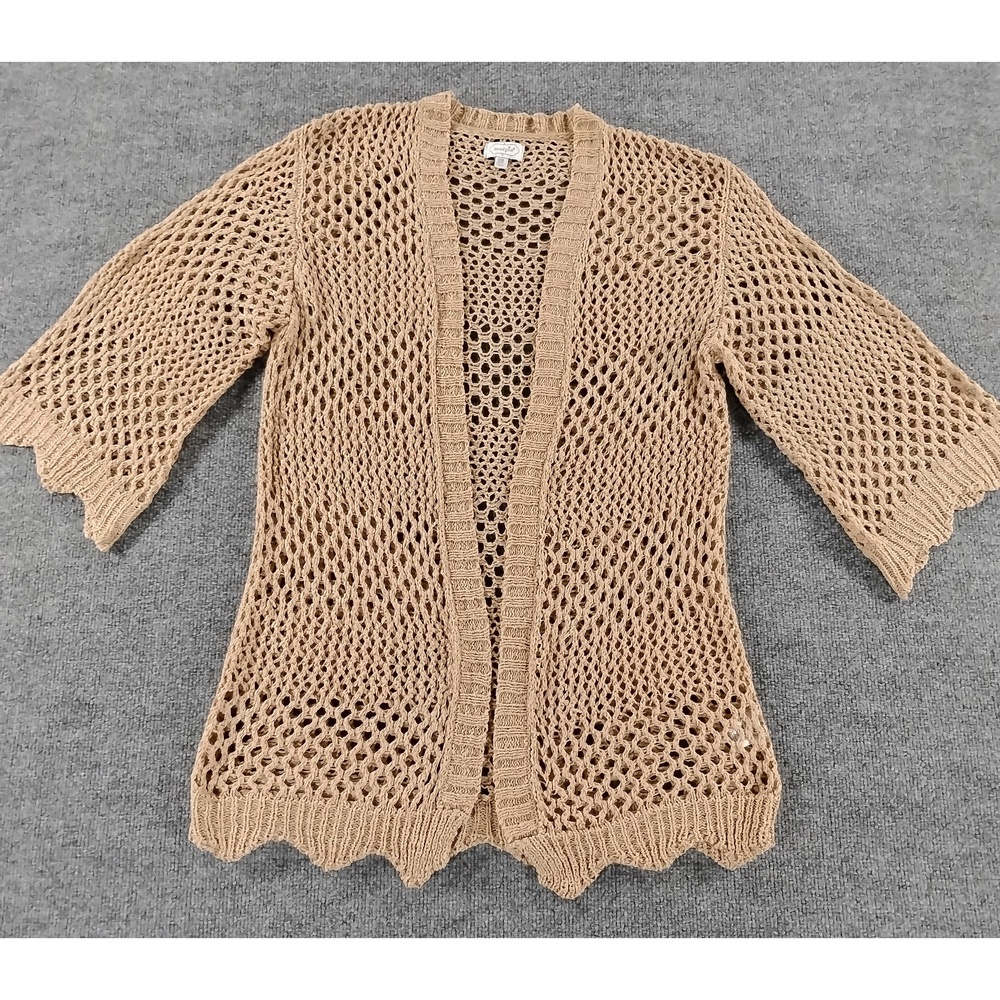 Mud Pie Crochet Open Front Cardigan One Size Acrylic Nylon Relaxed Fit Boho Airy